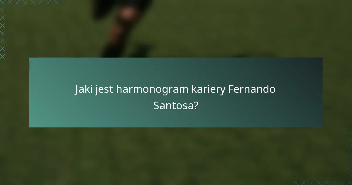 Jaki jest harmonogram kariery Fernando Santosa?